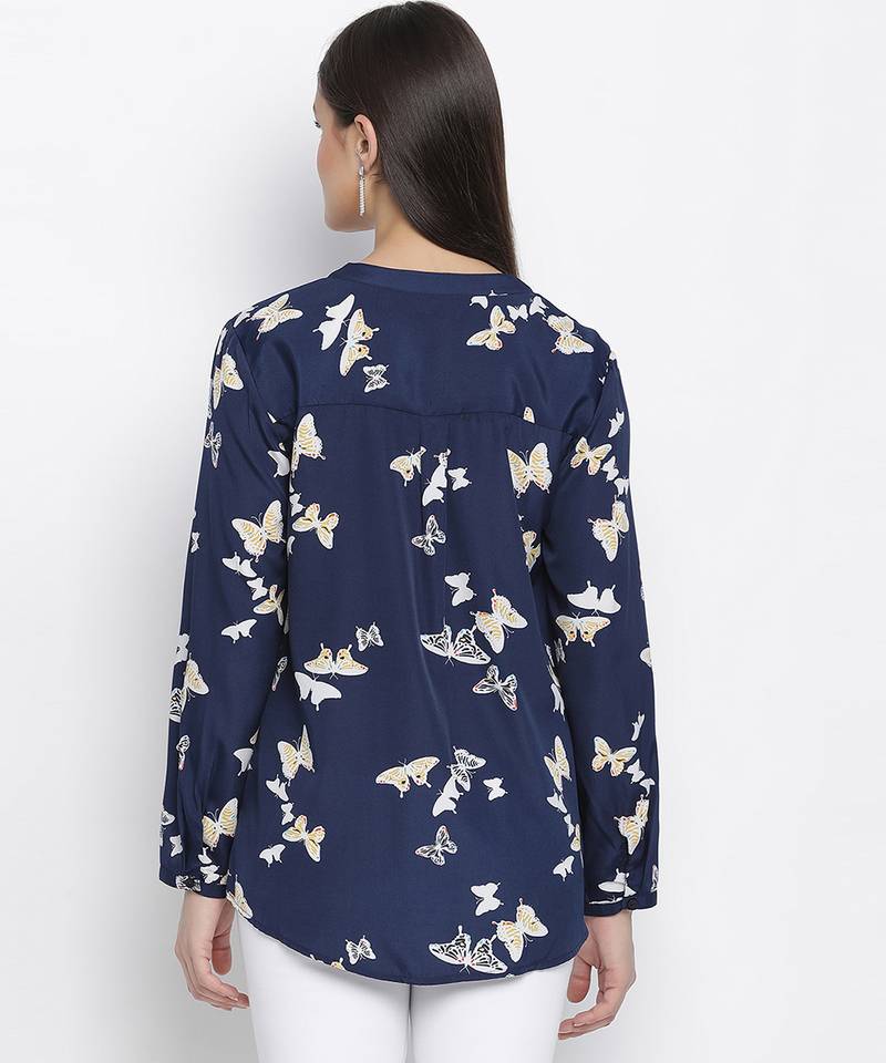 Denver blue butterfly print women top