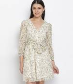 Gala green florestic tie knot women dress