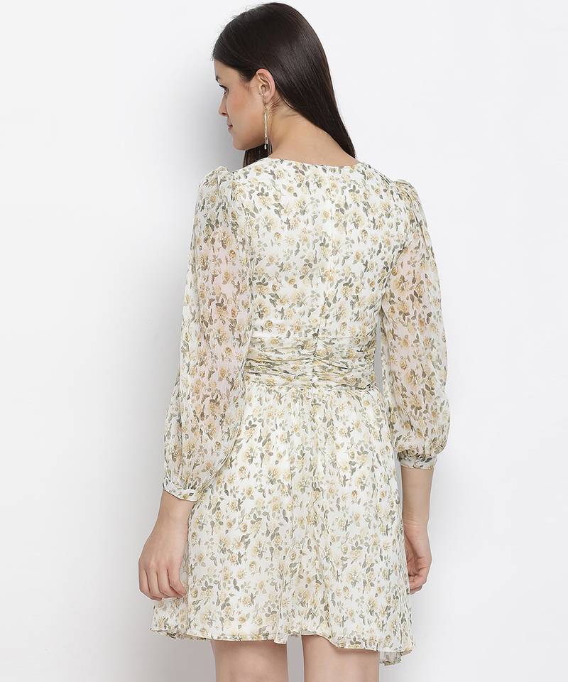 Gala green florestic tie knot women dress