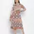 Feminine A- symertrical print button dowmn women dress