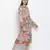 Feminine A- symertrical print button dowmn women dress