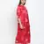 Carmine red floral satin print women nightwear dress