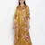 Mustard floral satin print women nightwear dress