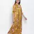 Mustard floral satin print women nightwear dress