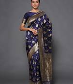 Glemora  Nevy Blue Beautiful Ethnic Wear Silk Blend  Traditional Saree