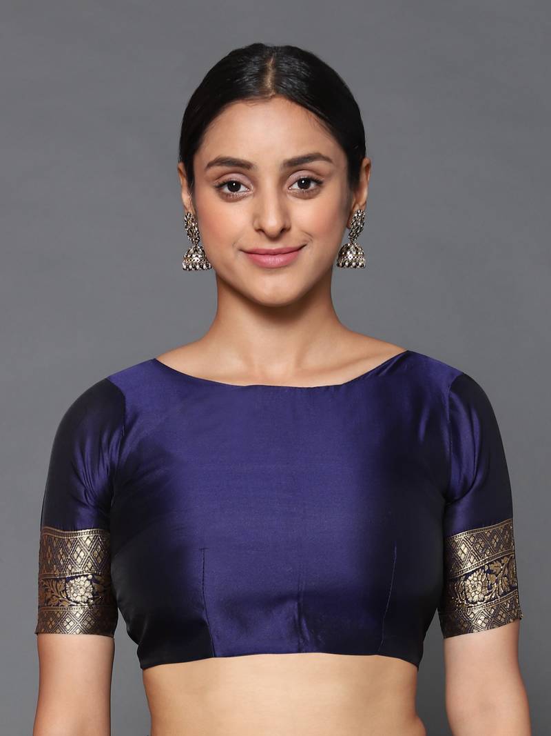 Glemora  Nevy Blue Beautiful Ethnic Wear Silk Blend  Traditional Saree