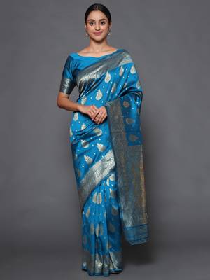 Glemora Green Beautiful Ethnic Wear Silk Blend  Traditional Saree 1