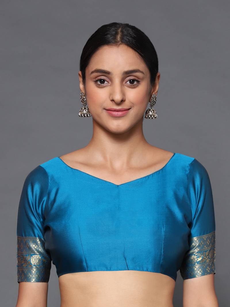 Glemora Green Beautiful Ethnic Wear Silk Blend  Traditional Saree