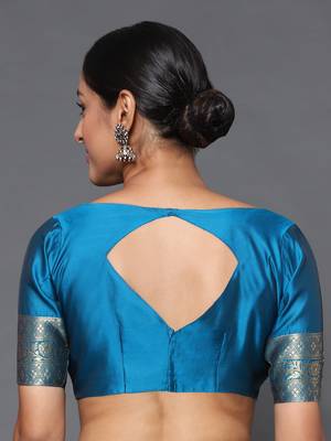 Glemora Green Beautiful Ethnic Wear Silk Blend  Traditional Saree 5