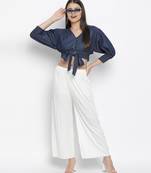 Jack denim tie- knot women crop top