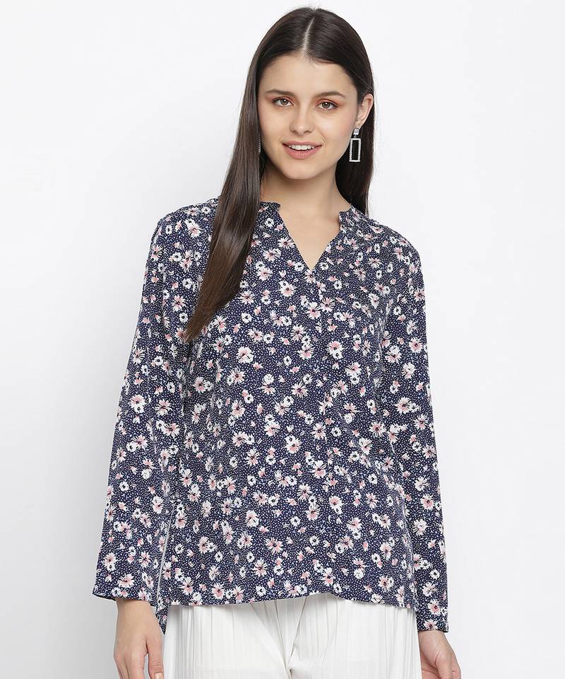 Lashal Blue floral print women top