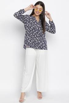 Lashal Blue floral print women top