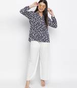 Lashal Blue floral print women top