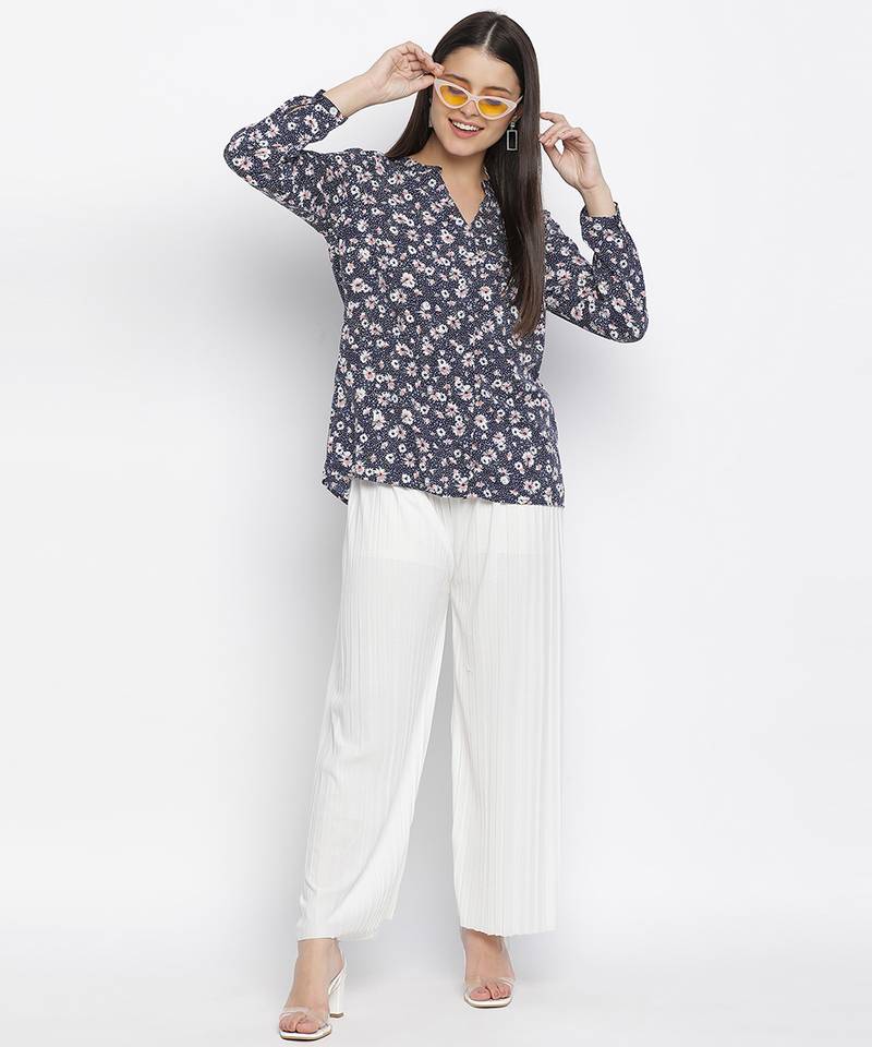 Lashal Blue floral print women top