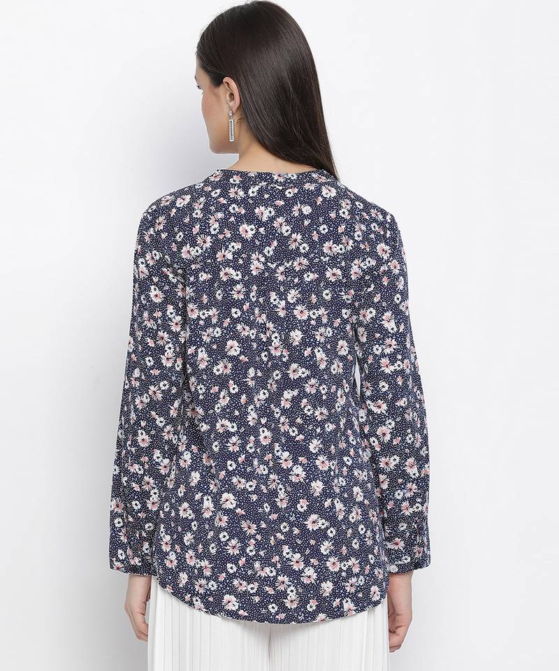 Lashal Blue floral print women top