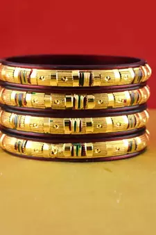 Rajasthani gokharoo,kara churi meenakari,moti,cz,stone,bangles size-2.4,2.6,2.8