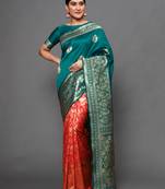Glemora Green Fancy Ethnic Wear Silk Blend  Traditional Saree