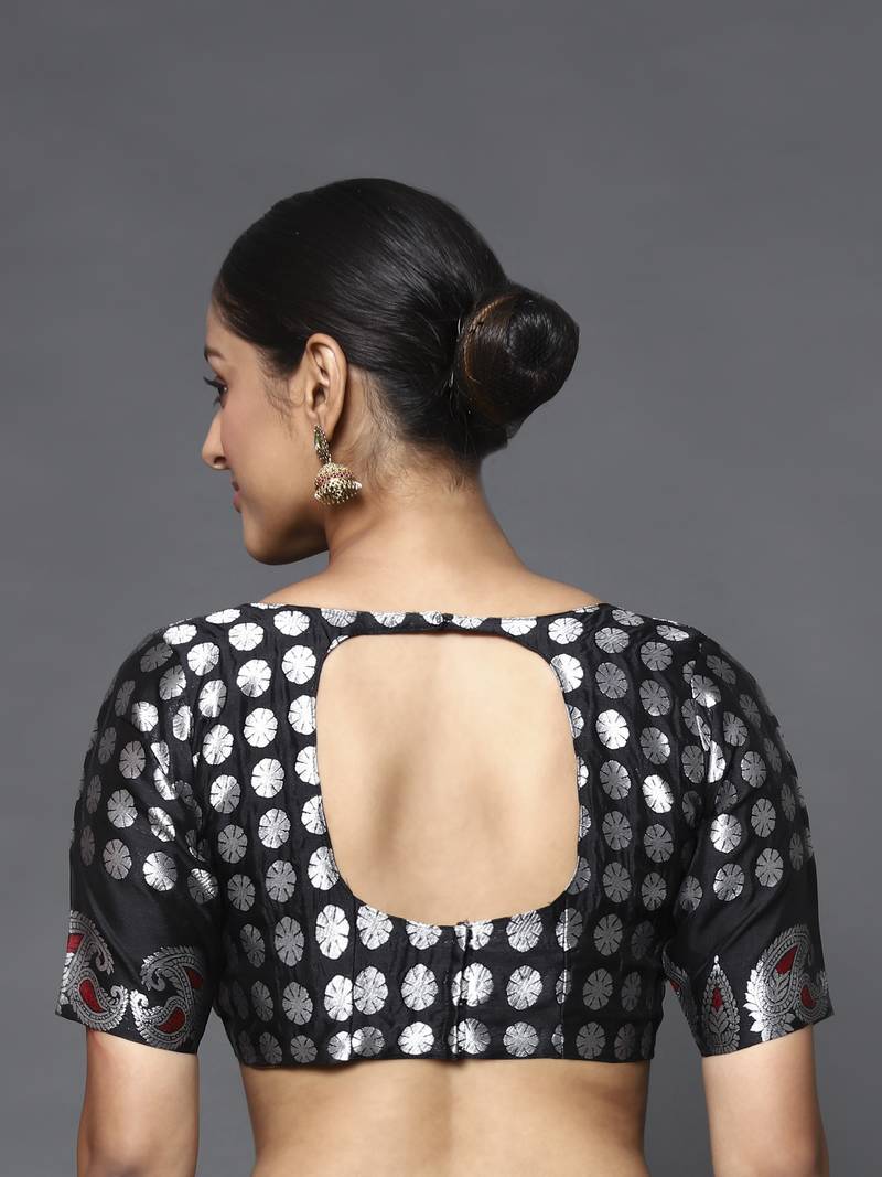 Glemora Black Designer Ethnic Wear Silk Blend  Traditional Saree