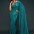 Teal embroidered georgette saree with blouse