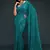 Teal embroidered georgette saree with blouse