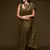 Olive embroidered georgette saree with blouse