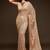 Beige embroidered georgette saree with blouse