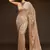Beige embroidered georgette saree with blouse