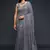 Grey Thread And Multiple Sequins Embroidered Georgette Party Wear Bridal Wedding Festival Designer Saree