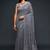 Grey embroidered georgette saree with blouse