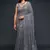 Grey embroidered georgette saree with blouse