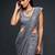 Grey embroidered georgette saree with blouse