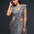 Grey embroidered georgette saree with blouse