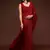 Red embroidered georgette saree with blouse