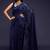 Blue embroidered georgette saree with blouse