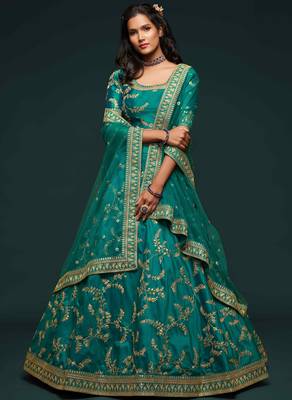 Elegance Green Dori And Sequins Embroidered Bridal Designer Lehenga Choli Set 1