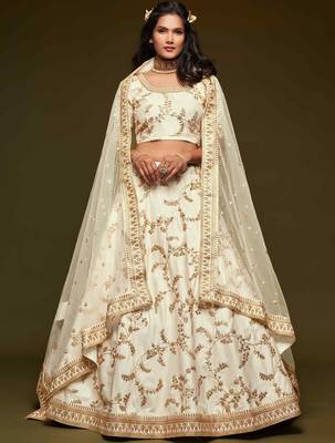 Elegance Off White Dori And Sequins Embroidered Bridal Designer Lehenga Choli Set 1