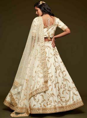 Elegance Off White Dori And Sequins Embroidered Bridal Designer Lehenga Choli Set 2