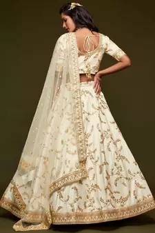 Elegance Off White Dori And Sequins Embroidered Bridal Designer Lehenga Choli Set