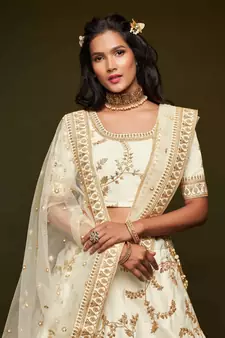 Elegance Off White Dori And Sequins Embroidered Bridal Designer Lehenga Choli Set