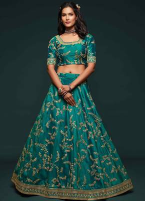 Elegance Green Dori And Sequins Embroidered Bridal Designer Lehenga Choli Set 5
