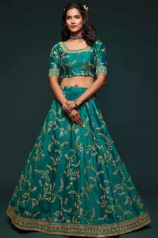 Elegance Green Dori And Sequins Embroidered Bridal Designer Lehenga Choli Set