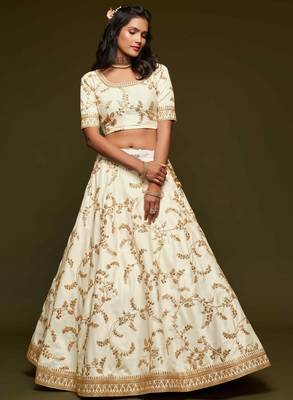 Elegance Off White Dori And Sequins Embroidered Bridal Designer Lehenga Choli Set 5