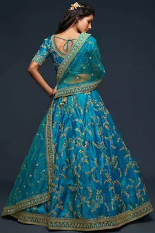 Sky Blue Art Silk Dori and Sequin Work Lehenga Choli