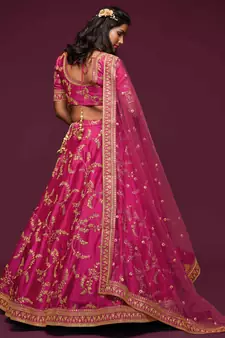 Elegance Pink Dori And Sequins Embroidered Bridal Designer Lehenga Choli Set