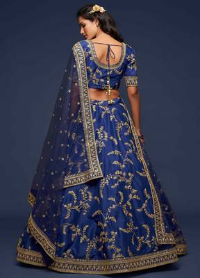 Elegance Navy Blue Dori And Sequins Embroidered Bridal Designer Lehenga Choli Set 2
