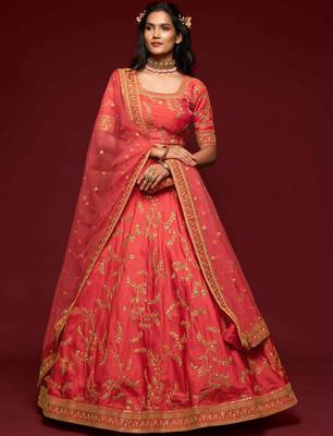 Elegance Crimson Dori And Sequins Embroidered Bridal Designer Lehenga Choli Set 1