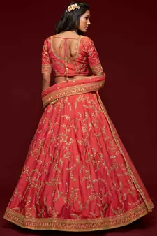 Elegance Crimson Dori And Sequins Embroidered Bridal Designer Lehenga Choli Set