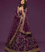 Elegance Purple Dori And Sequins Embroidered Bridal Designer Lehenga Choli Set