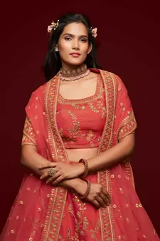 Elegance Crimson Dori And Sequins Embroidered Bridal Designer Lehenga Choli Set