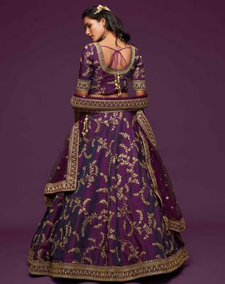 Elegance Purple Dori And Sequins Embroidered Bridal Designer Lehenga Choli Set 2